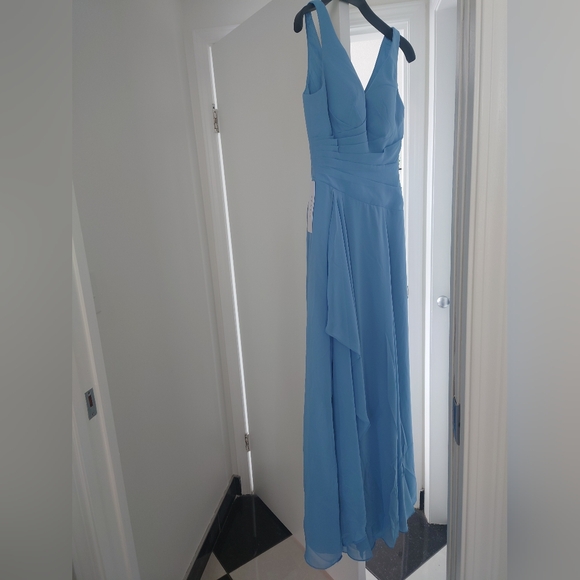 🆕Azazie Steel Blue Sleeveless Maxi Dress - Picture 10 of 12